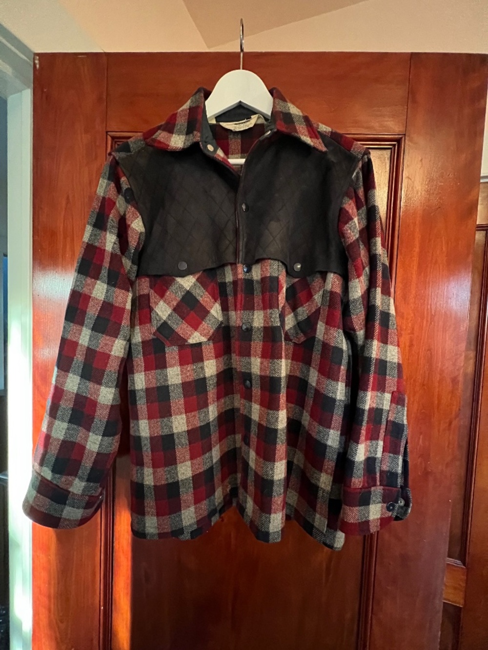 Men M. 70's WoolRich Plaid Shirt Jacket with a Matching Reversible Overcoat.